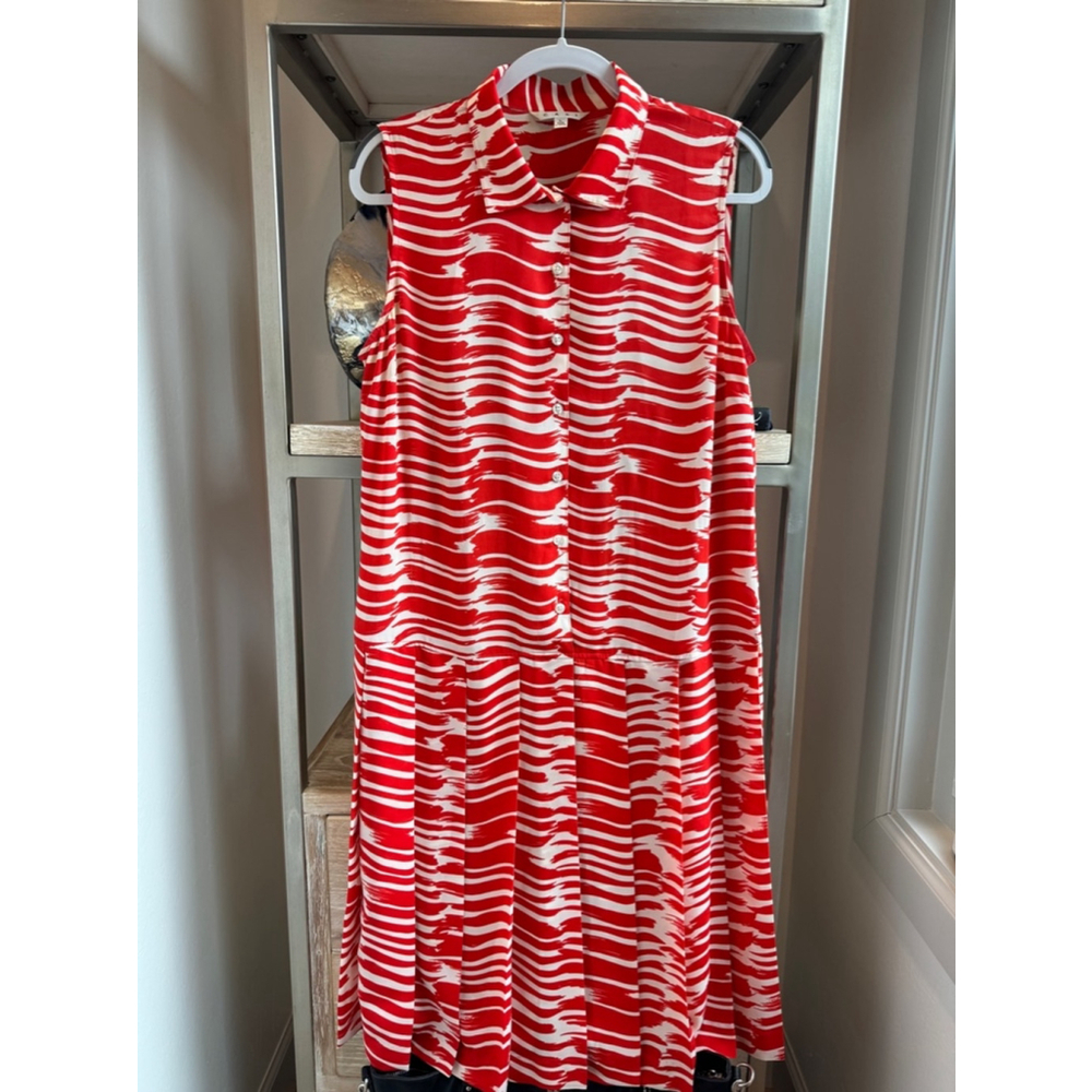 Women's Cabi Brushstroke Dress, L, Red & White